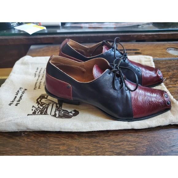 cydwoq Shoes - Cydwoq Hand Made Vintage USA Black & Red Lace-up Derby Shoes Size 36